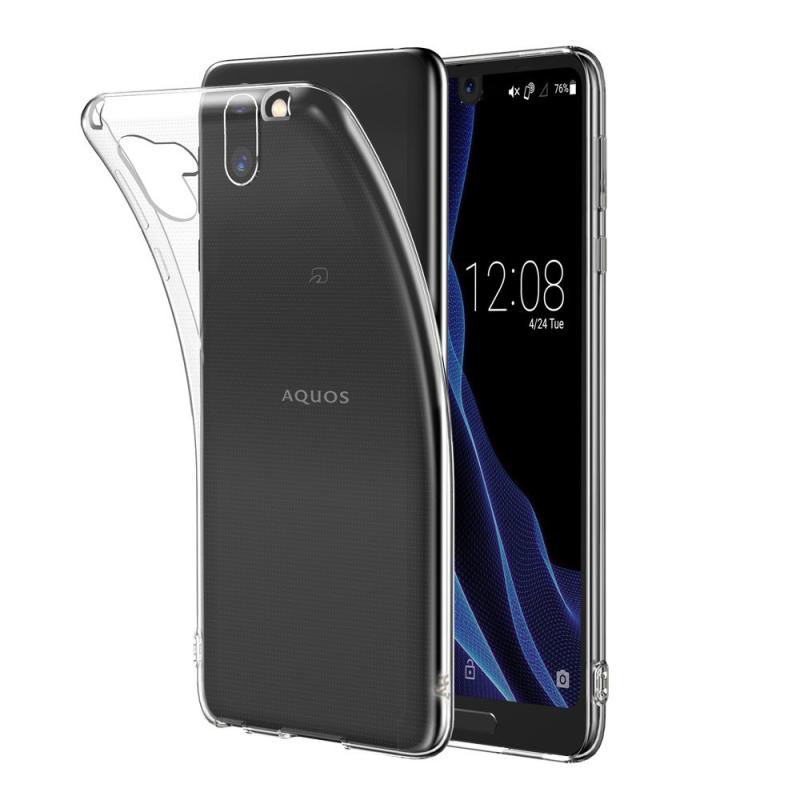 Hy+ AQUOS R2 ケース SH-03K SHV42 706SH カバー ストラップホール付き 耐衝撃TPUケース ロボクル対応(背面ドット加工、クリーニングクロス付き)