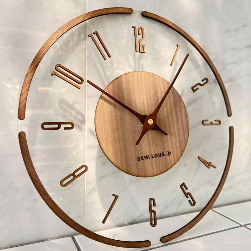 壁掛け時計 木製 ナチュラル ウォールナット モダン スタイリッシュ ナチュラル 透明感 シンプルデザイン 静音 直径30cm