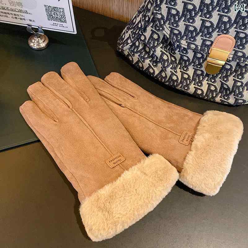 手袋 レディース 冬用 かわいい タッチ スクリーン ベルベット 厚手 スエード 学生 暖かい 防寒