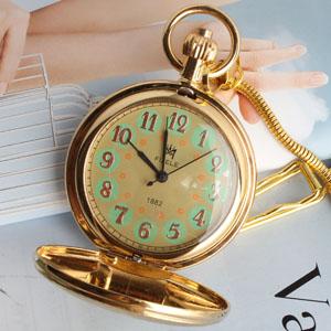 懐中時計 吊り時計 完全 銅製 リッチ ゴールド ハイエンド ギフト 機械式 レトロ メンズ レディース アンティーク 時計 三脚