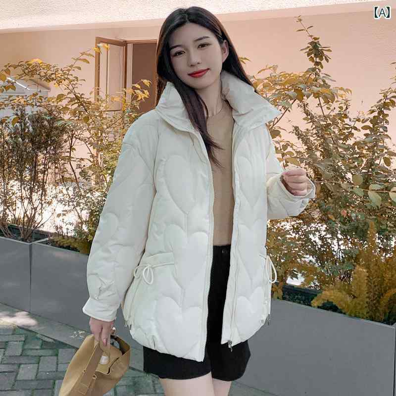 ダウンジャケット レディース 女性用 中綿 ジャケット 韓国 ブレッドコート 大小さいサイズ ゆったり スタンドカラー
