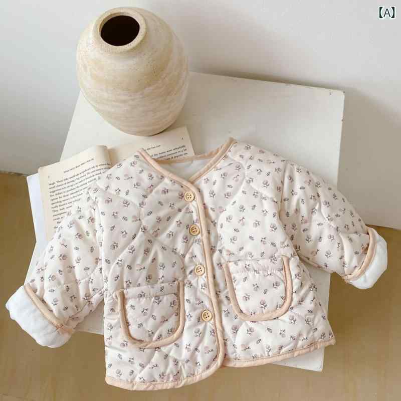 韓国 ベビー コート 冬 スタイリッシュ 女 赤ちゃん用 ベルベット 幼児 カーディガン 暖かい コットンジャケット
