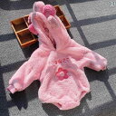 韓国 女 赤ちゃん 秋冬服 セット ベビー 服 裏起毛 フード付き かわいい 暖かい ロンパース ピンク