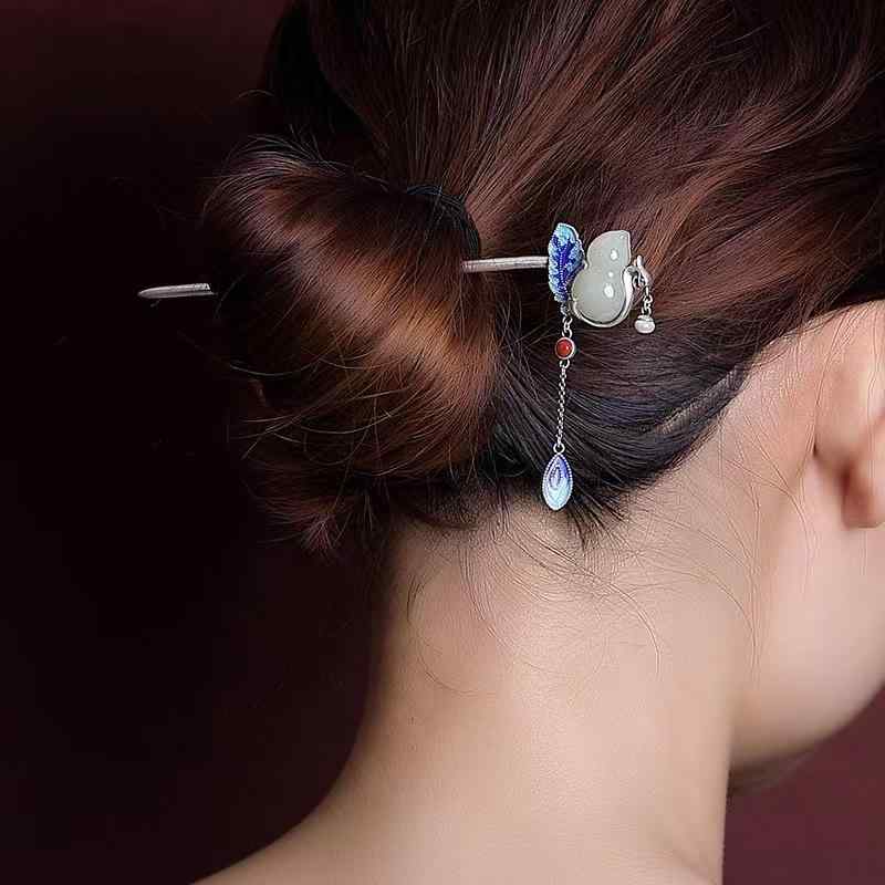 かんざし ヘアピン アクセサリ― 女性用 髪飾り ヘアアクセサリー 頭飾り シンプル シルバー ひょうたん エスニック