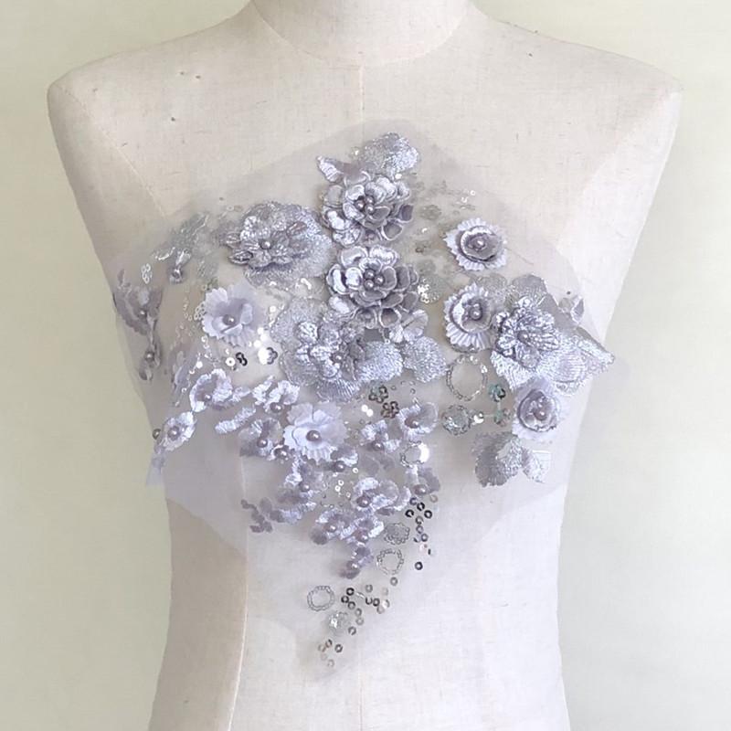 パッチ 立体 花 刺繍 ビーズ 布 スパンコール ウェディングドレス 服 衣装 装飾 ホール アクセサリー