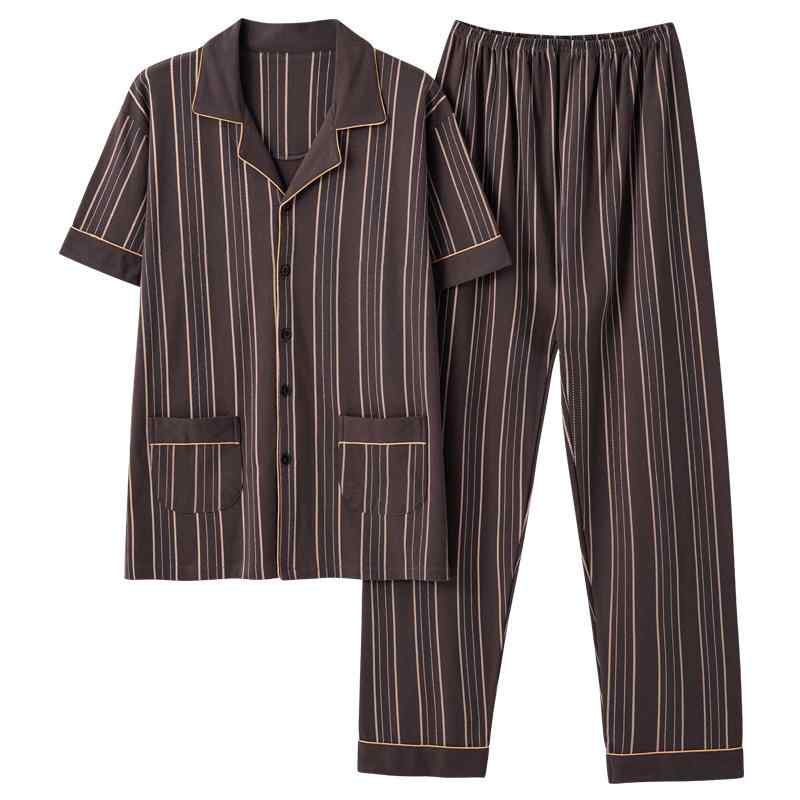 パジャマセット メンズ 夏 綿 半袖 ロング丈 カーディガン ラグジュアリー ルームウェア 薄手 屋外可能 快適