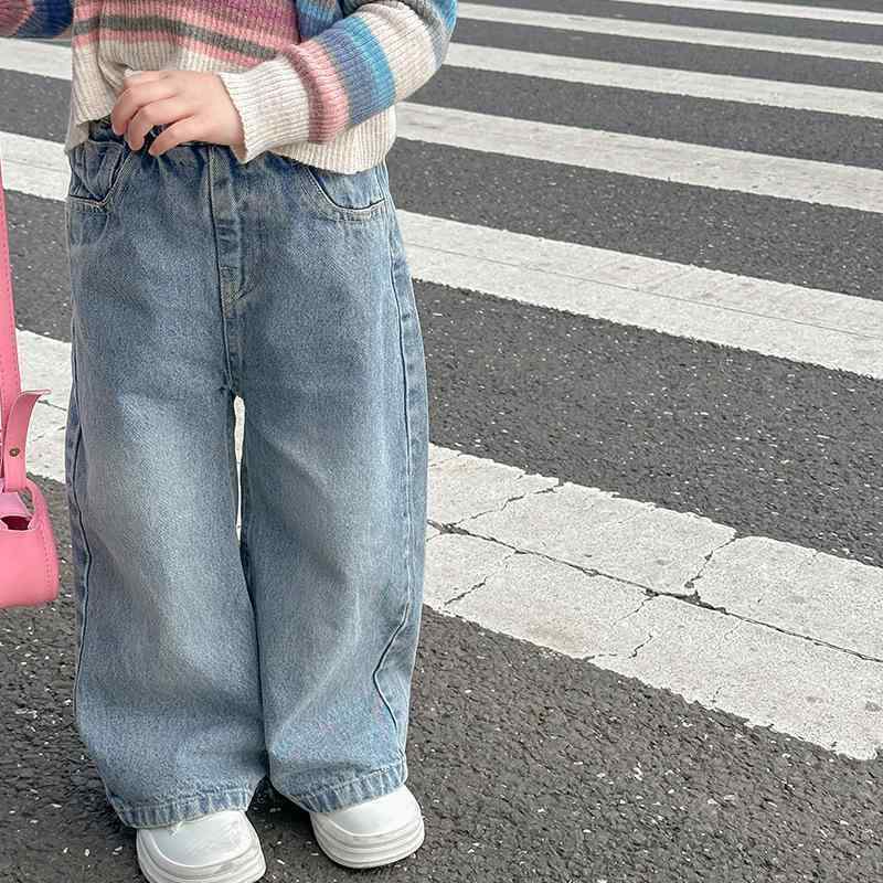 女の子 パンツ 子供 ジーンズ 春秋 ベビー 女の子 秋服 カジュアル 万能 パンツ ワイド レッグ パンツ ミッドライズ