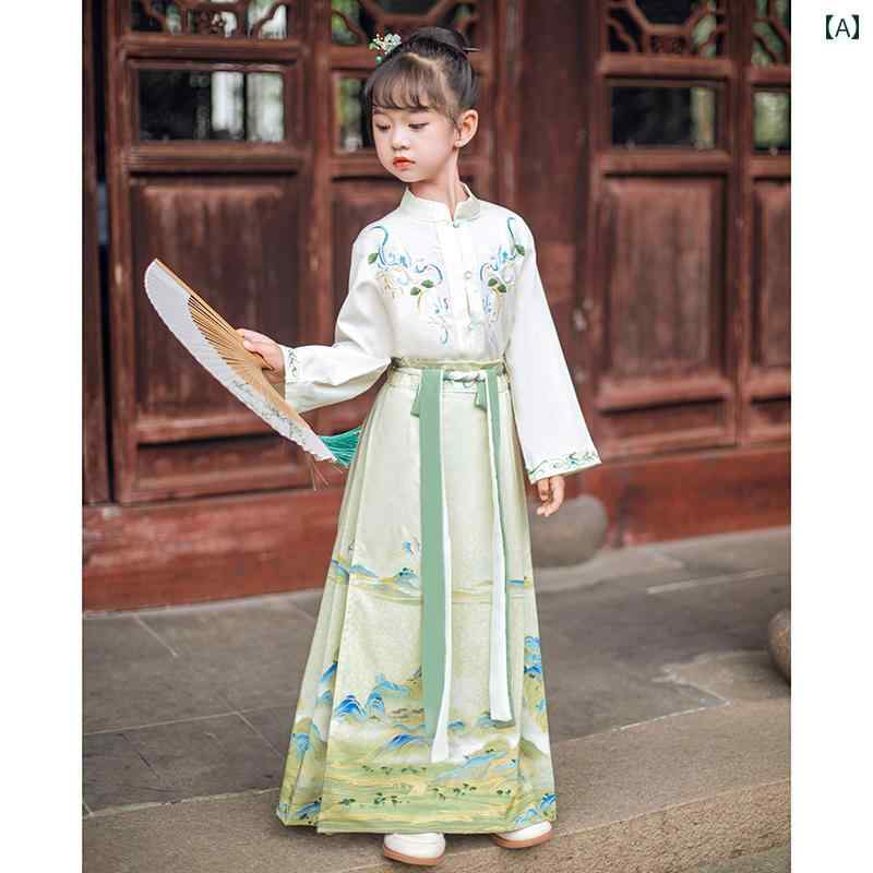 漢服 民族衣装 かわいい 子供服 女の子 プリンセス チャイナ風 ドレス ファッション オールシーズン 漢服 レトロ フェアリー ロング スカート