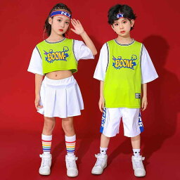 キッズ ストリート ファッション セットアップ 子供服 ヒップ ホップ クール ダンス パフォーマンス チアリーディング カジュアル 衣装 ユニセックス