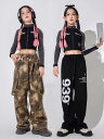 キッズ ストリート ファッション セットアップ 子供服 ヒップ ホップ クール ダンス パフォーマンス カジュアル 衣装 ガールズ 女の子