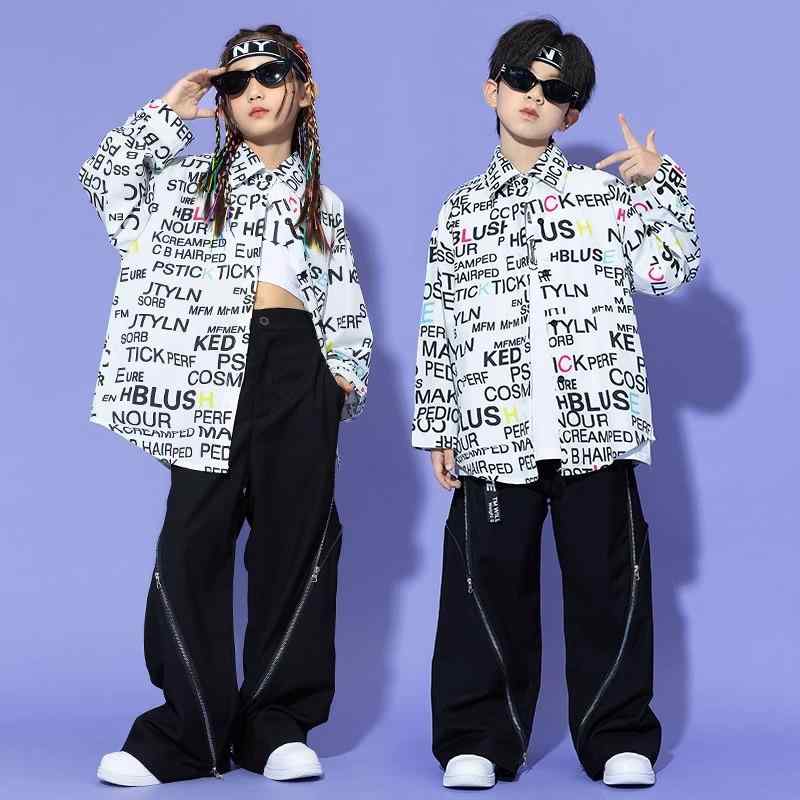 キッズ ストリート ファッション セットアップ 子供服 ヒップ ホップ クール ダンス パフォーマンス カジュアル 衣装 ユニセックス