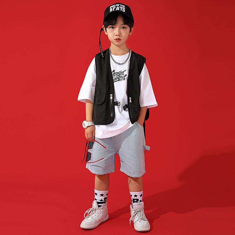 キッズ ストリート ファッション セットアップ 子供服 ヒップ ホップ クール ダンス パフォーマンス カジュアル 衣装 ユニセックス