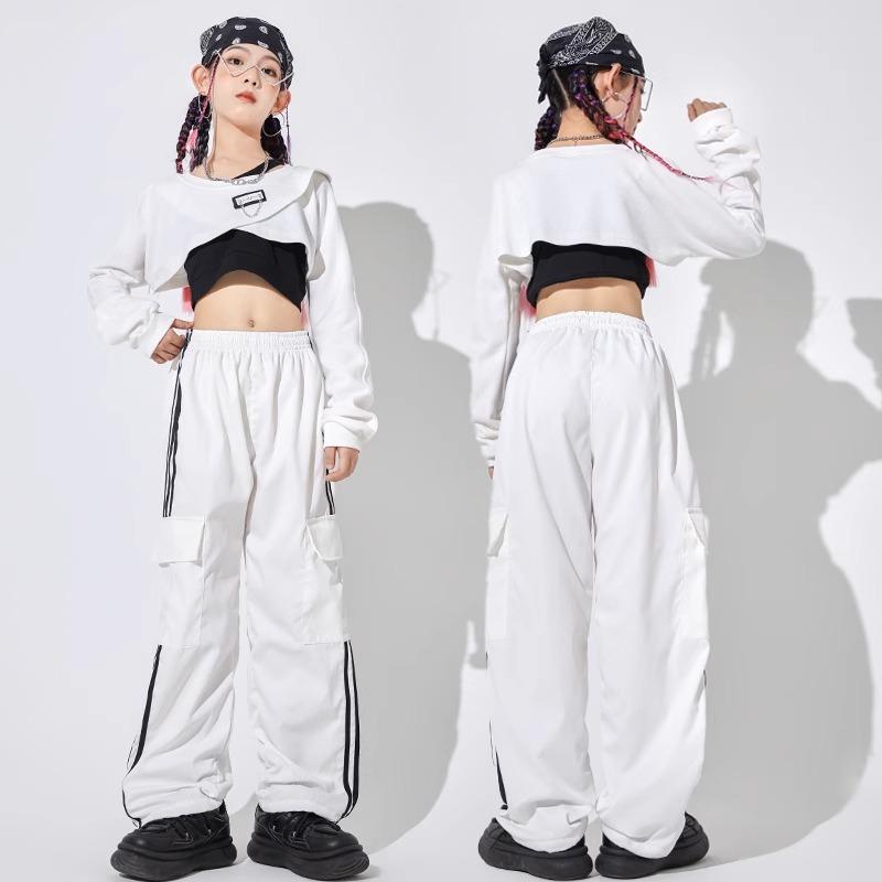 キッズ ストリート ファッション セットアップ 子供服 ヒップ ホップ クール ダンス パフォーマンス カジュアル 衣装 ガールズ 女の子