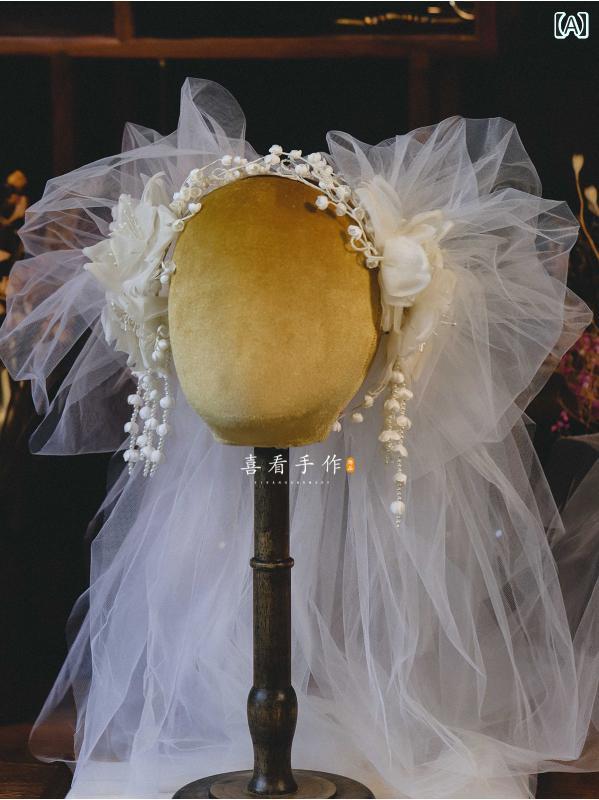 ウェディングベール ロングベール 花嫁 結婚式 ウェディングドレス エレガント ロマンティック レディ..