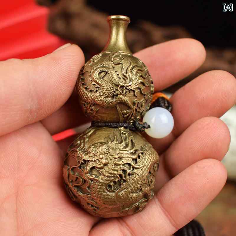 ペンダント 中国風 アクセサリー レトロ 真鍮 銅 豊か 福 ひょうたん ハンドル 車 ペンダント 精巧 装飾品