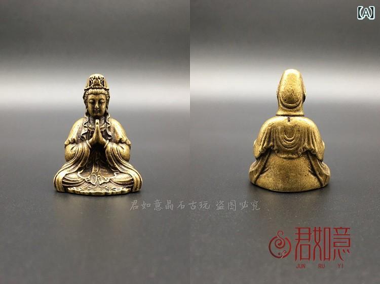 中国風 アクセサリー 置き物 銅 観音 菩薩像 真鍮 如意 観音 ミニ 銅 観音 装飾品 銅 仏像 青銅 彫刻 コレクション