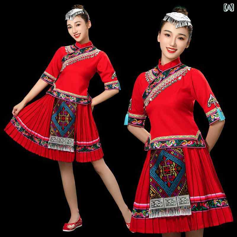 パフォーマンス 衣装 民族 ダンス コスチューム 少数 民族 衣装 女性 ミャオ 族 チワン 族 ヤオ 族 トゥ チャ 族 ダンス 民族舞踊
