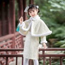 チャイナ ドレス かわいい 子供服 女の子 プリンセス チャイナ風 ドレス ファッション オールシーズン ミディアム スカート オフホワイト 秋冬