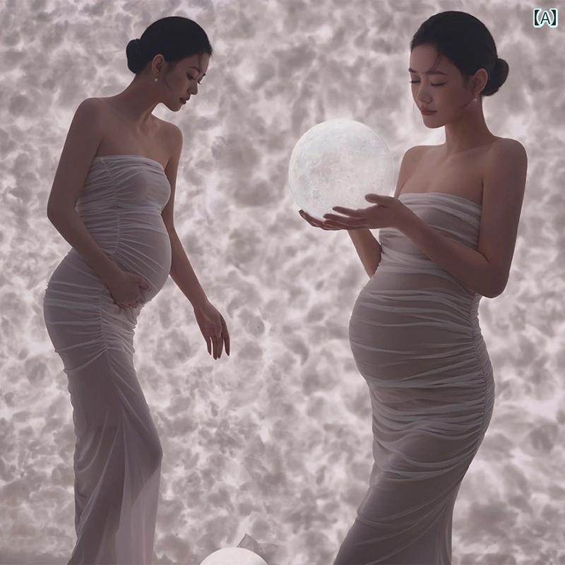 マタニティ フォト 衣装 おしゃれ 記念 写真 スタジオ 妊婦 撮影 ハイエンド チューブ トップ スカート 妊娠 芸術 フリーサイズ