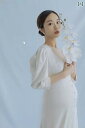 マタニティ フォト 衣装 おしゃれ 記念 思い出 妊婦 写真 衣類 韓国 美しい 妊娠 ホワイトテール ドレス スタジオ ママ アート フリーサイズ 白 シンプル