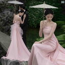 ドレス レディース おしゃれ ファッション パーティー 写真 スタジオ 中国風 ウェディング ピンクスカート フリーサイズ シンプル かわいい チューブトップ