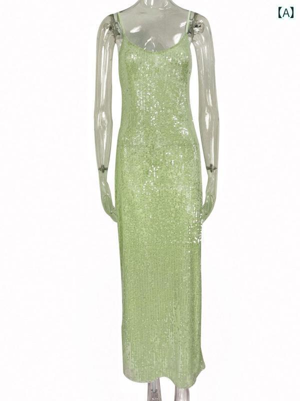 ファッション レディース 南米 アフリカ 民族系 ドレス スカート アメリカ 魅惑的 サスペンダー バックレス スリム スパンコール ロング スカート