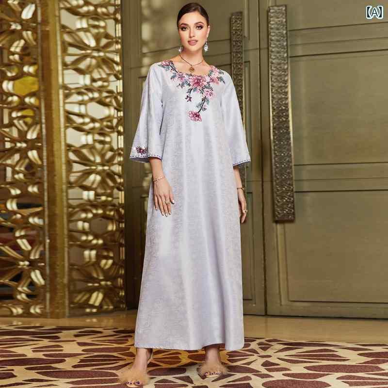 ワンピース ドレス アラビアン風 パーティー ファッション エレガント パフォーマンス 刺繍 ジャカード 大きいサイズ