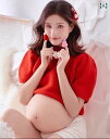 フォト 衣装 マタニティ おしゃれ 記念 思い出 フォト スタジオ 妊婦 赤 セーター 妊娠 ママ アート 写真 撮影 フリーサイズ セット カジュアル レッド かわいい