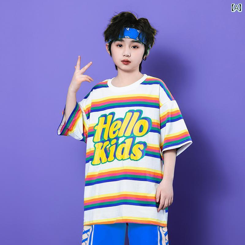 子供服 キッズ 男の子 メンズ ボーイ 夏 ヒップ ホップ ストリート クール パフォーマンス ファッション 女の子 フレッシュ