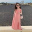女の子 夏 韓国 ピンク ワイド レッグ サスペンダー 子供 キッズ ファッション 綿 ストリート オーバーオール コットン 通気性 ロング カジュアル おしゃれ かわいい