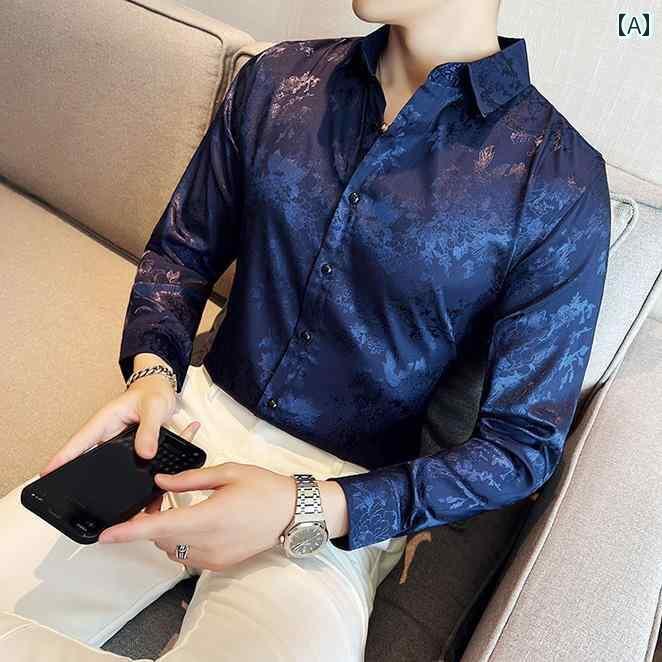 Yシャツ メンズ トップス 大人 ビジネス オフィス カジュアル ブリティッシュ スタイリッシュ 紳士服 ファッション 韓国 秋