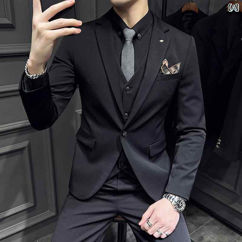 メンズ フォーマル ビジネス おしゃれ 紳士服 スーツ ビジネス プロ フォーマル ウェディングドレス 英国風 スリム 韓国 スーツ 男性用