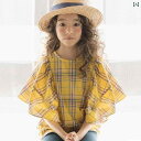 女の子 シャツ かわいい ベルスリーブ 綿 チェック柄 トップス 夏 ラウンドネック キッズ ソフト 通気性 薄手 半袖 フリル