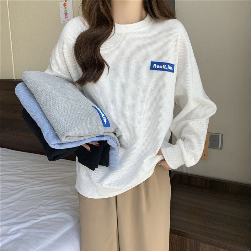 Rakuten - トレーナー レディース トップス ロゴ 長袖 ロゴ ロング オーバー 着瘦せ 体型カバー 大きいサイズ 面白い 可愛い 大人ゆったりオシャレ カジュアル ファッション オフィス 通勤 デート 外遊び 日常 プルオーバー 春秋Tシャツ