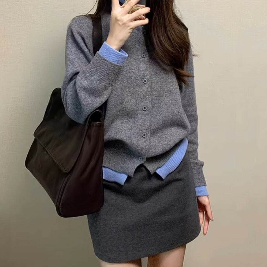 新品登場！半額クーポン配布中！フェイクレイヤード 長袖 ニットカーディガン セーター レディース 秋 冬 重ね着 カーディガン ニットカーディガン カジュアル お洒落 ニットジャケットおしゃれ