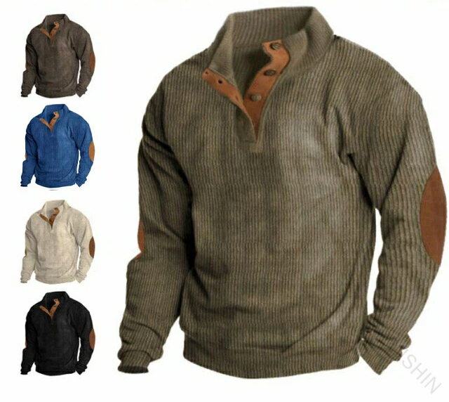 ゴルフシャツ 長袖ポロシャツ 秋冬用 メンズ ゴルフウェア ニット素材 厚手トップス ハイネック ハーフ..