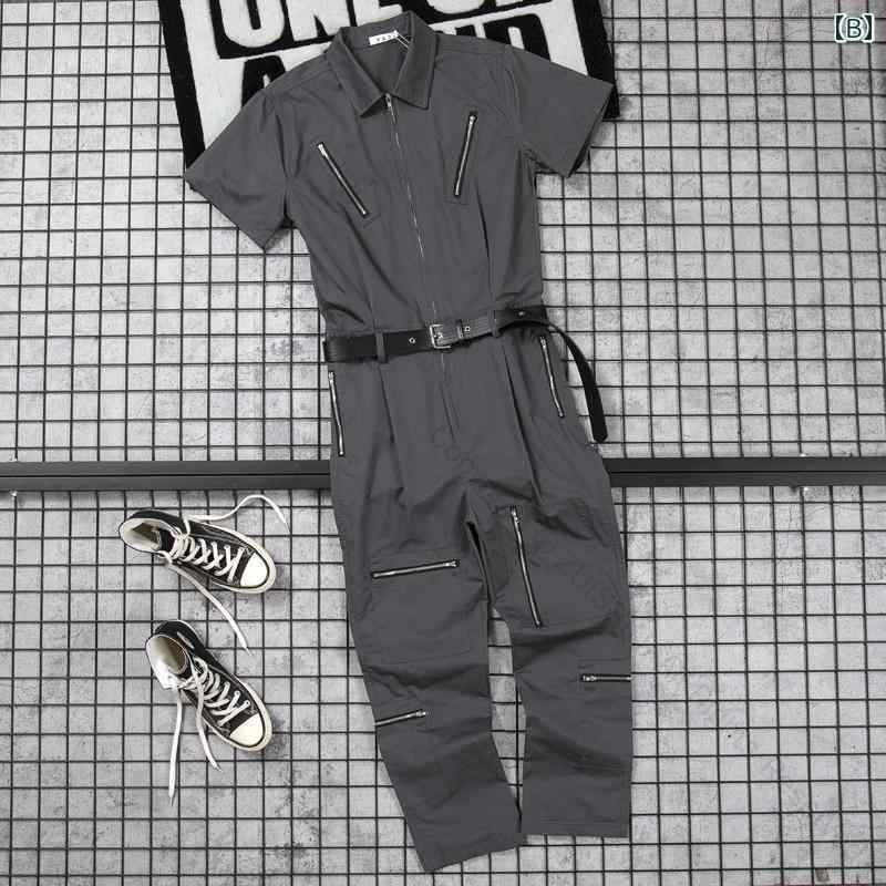 つなぎ おしゃれ 作業着 ストリート メンズ 春夏秋冬 男性 ユニセックス カジュアル コットン ジャンプスーツ 長袖 ジッパー ポロ襟 ロングパンツ ベルト オーバーオール ワークウェア ゆったりフィット 高耐久素材で快適な着心地と動きやすさを実現した多用途ワークウェア