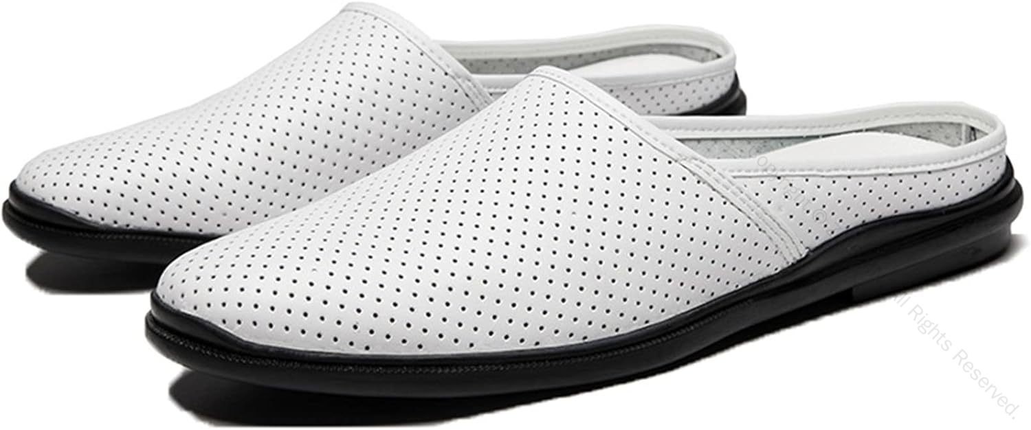 ビジネスサンダル スリッポン メンズ 本革 通気性 スリッパ おしゃれ 革靴 フラット 履き心地 黒 白 かかとなしシューズ 大きいサイズ 小さいサイズ 軽量で屈曲性抜群 カジュアル靴 オフィス 職場 社用に最適な快適シューズ