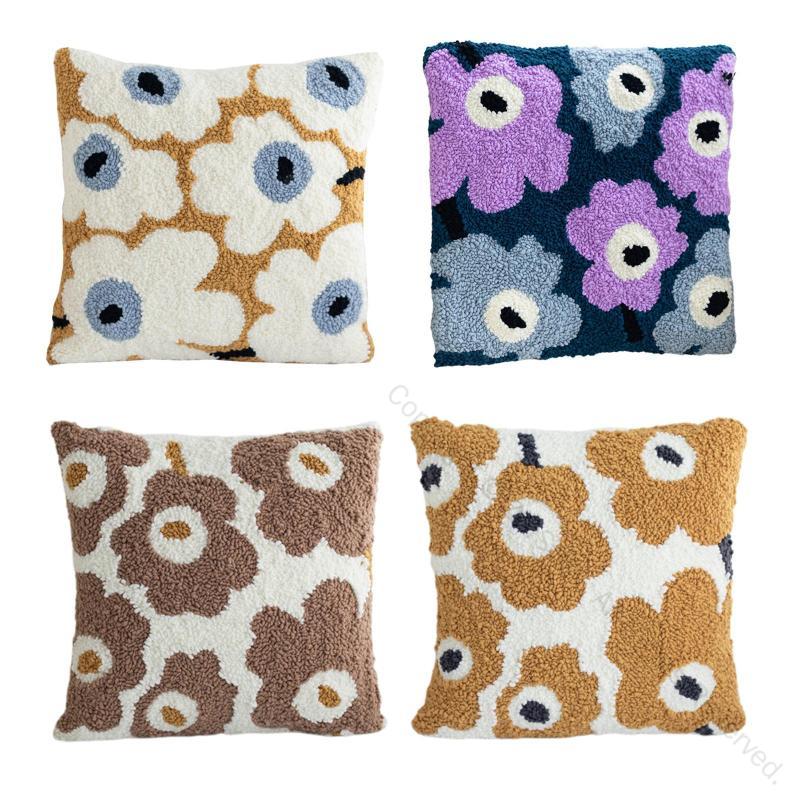 ティブフラワーパターン1 インインスローピローカバーキット クラフトプレソファパッド DIYパンチニードルキット ブランケット製造材料 手作り用高品質素材セット