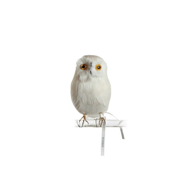 PUEBCOARTIFICIAL BIRDS - Owl White Small Front プエブコ フクロウ 白 小 前