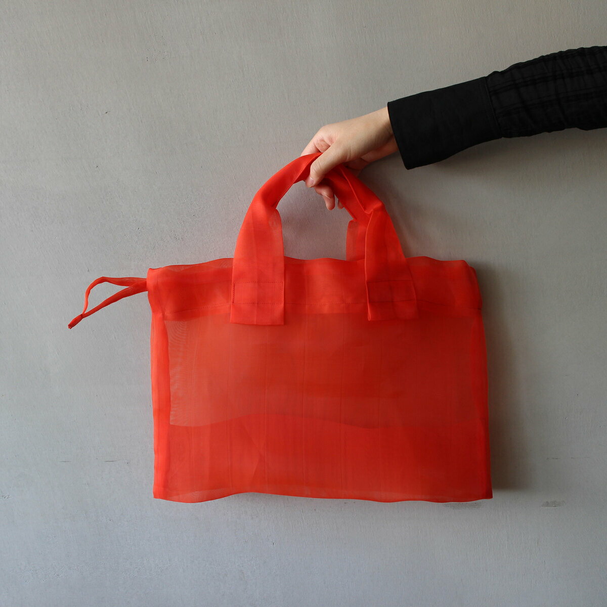 すけるバッグ （小） オレンジ mate-mono マテモノ カバン 手提げ 巾着 エコバッグ ミニバッグ トートバッグ シアー シアーバッグ