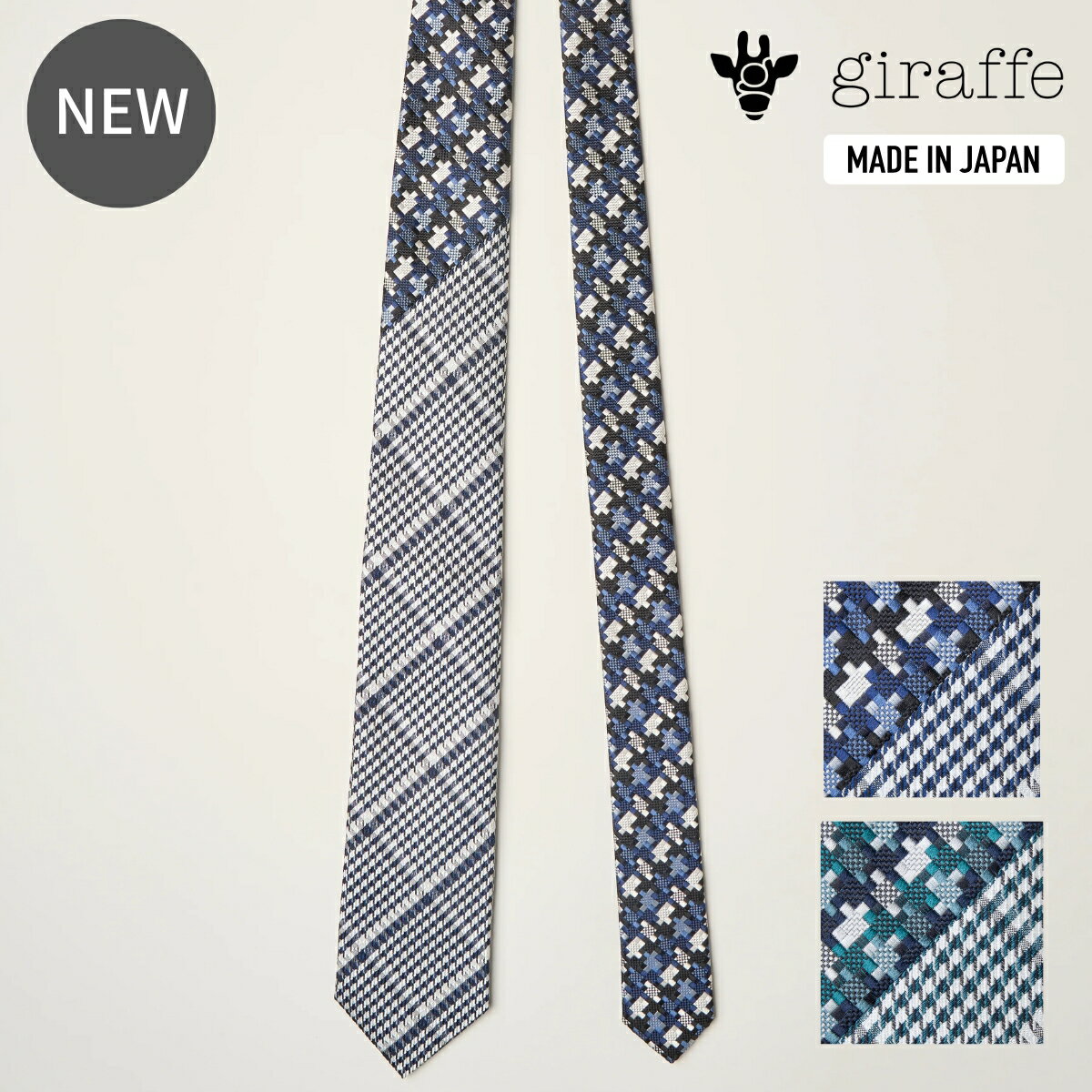 ＼BLACK FRIDAY ポイント2倍／giraffe 38℃ ジラフ スラントチェック千鳥タイ / 2COLORS ネクタイ ブラ..