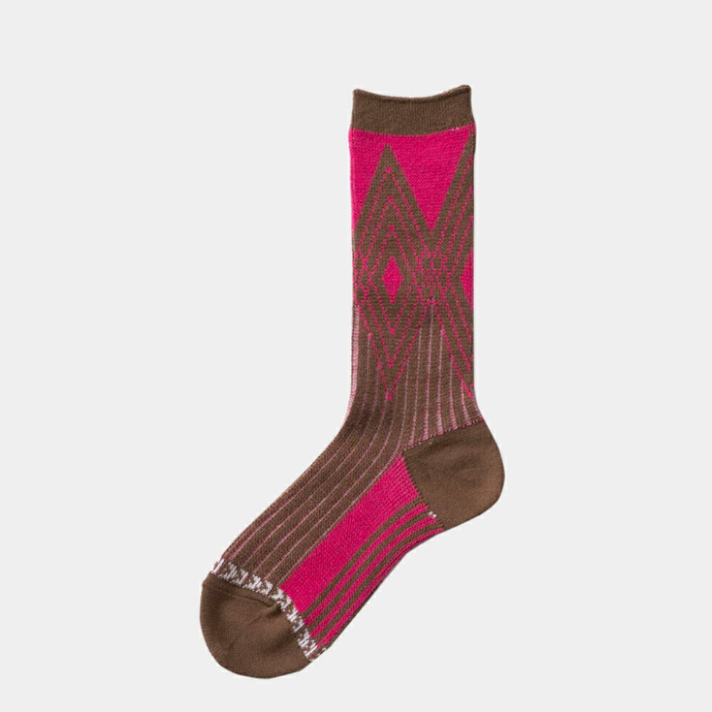 メール便対象 tricote DIAMOND JACQUARD SOCKS BROWN ブラウン トリコテ 靴下 ソックス LADIES