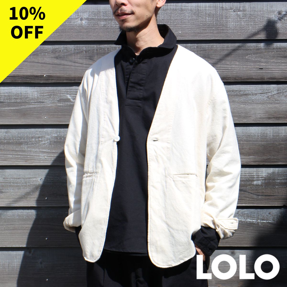 Rakuten - 【楽天スーパーSALE期間中ポイント5倍】【スーパーSALE期間中10％OFF】LOLO カラーレス シャツジャケット アイボリー L/XL 長袖 ロロ ジャケット ホワイト 2606SS
