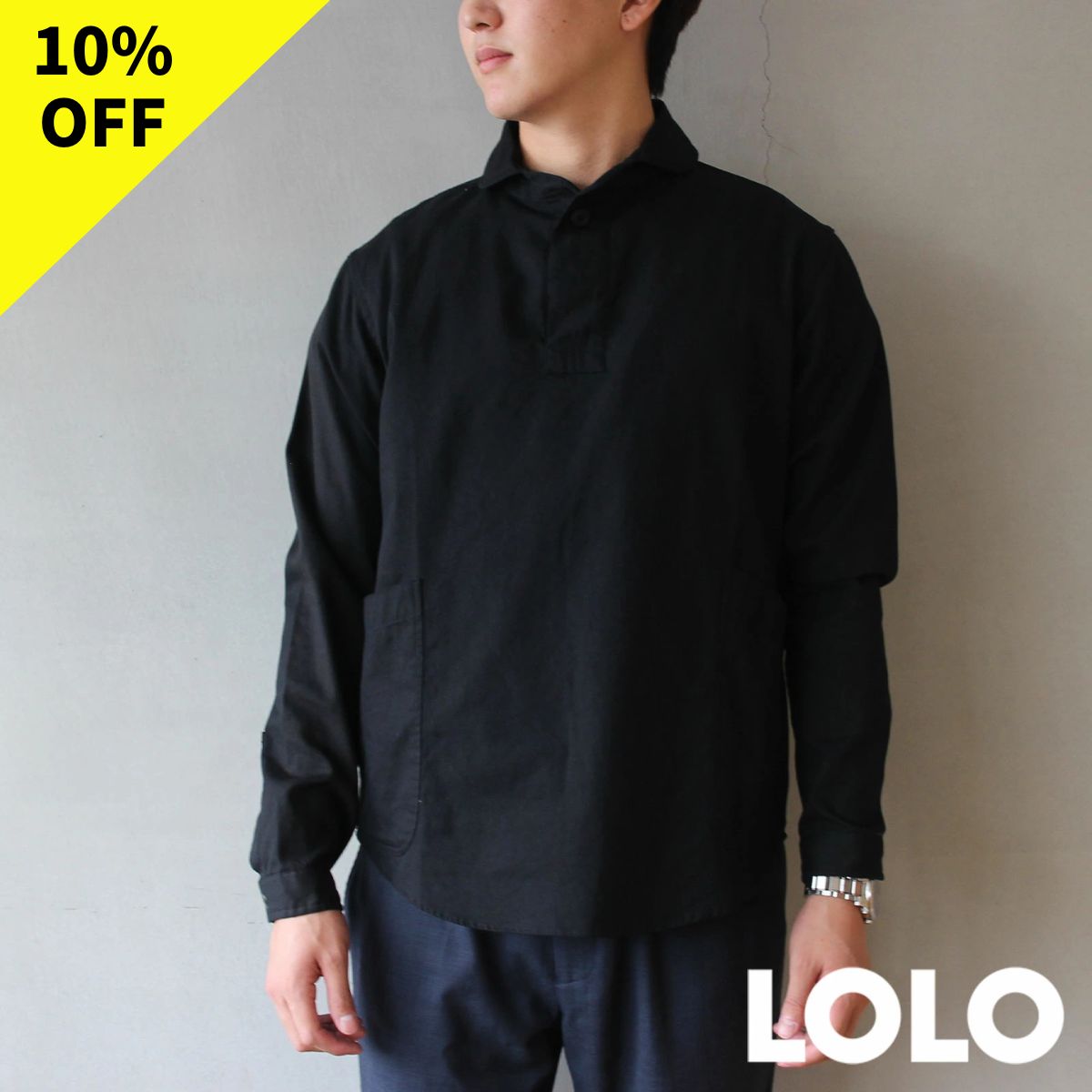 Rakuten - 【楽天スーパーSALE期間中ポイント5倍】【スーパーSALE期間中10％OFF】LOLO 定番プルオーバーシャツ ブラック ユニセックス ロロ 長袖 2606SS