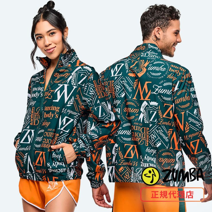 ZUMBA ズンバ 正規品 ジャケット ユニセックス グラフィック アウター ジップアップ エクササイズ フィットネス ジム スポーツ ダンス ヨガ ウェア ズンバウェア グリーン F3