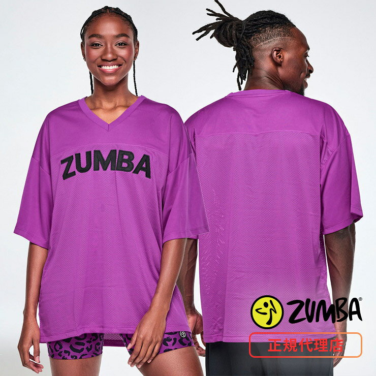 ZUMBA ズンバ 正規品 ウェアユニセックス トップス 半袖 Vネック ロゴ メッシュ エクササイズ フィットネス ジム スポーツ ダンス ヨガ ウェア ズンバウェア パープル ピンク MESH_PPL MESH_PINK