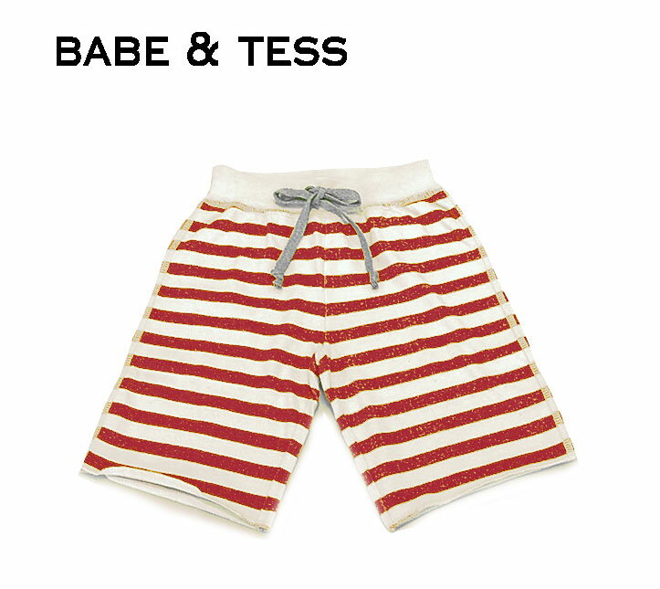 ≪BABE&TESS≫ ベイブ アンド テスボーダー柄 ハーフ ショートパンツ Border Half Pants(Red) 2歳 ベビー キッズ プレゼント ギフト ラッピング