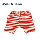 【1歳/1歳半】≪BABE&TESS≫ ベイブ アンド テスボーダー柄 ハーフ ショートパンツ border half short pants(Red)【12ヶ月/18ヶ月】 ベビー プレゼント ギフト ラッピング