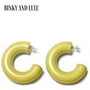【待望の最新作】≪BINKY AND LULU≫ ビンキーアンドルル ウッド 木 ボリューム 大きめ 黄緑 グリーン イエロー フープピアス Wood Hoop (Wheat chunk) レディース ギフト ラッピング
